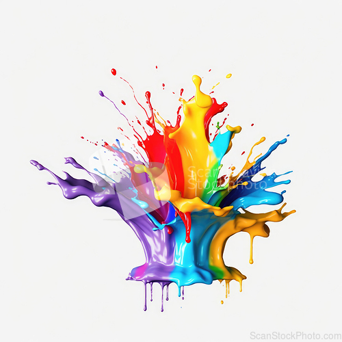 Image of Colorful paint splash on white