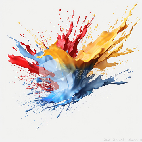 Image of Colorful paint splash on white