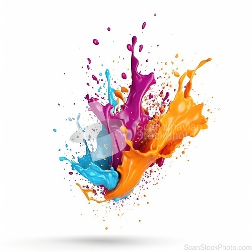 Image of Colorful paint splash on white