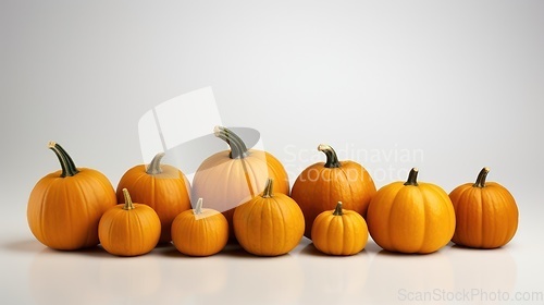 Image of Many different pumpkins on white