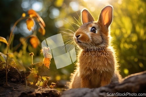 Image of Cute rabbit in forest