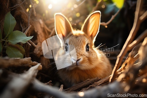 Image of Cute rabbit in forest