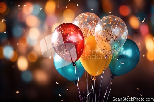 Image of Birthday party colourful balloons