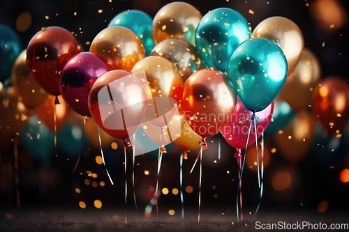 Image of Birthday party colourful balloons