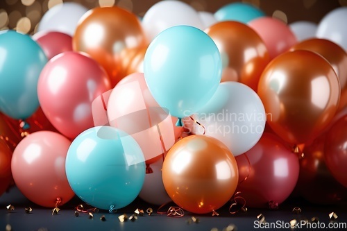 Image of Birthday party colourful balloons