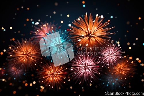 Image of Illustration of fireworks on black