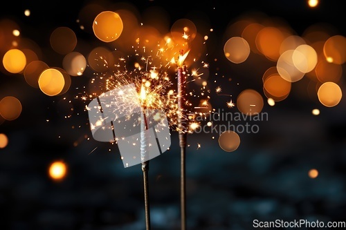 Image of Sparklers on blurred background