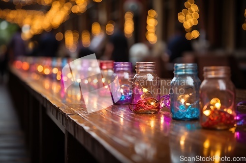 Image of Elements of decor party with light bulbs