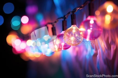 Image of Colorful Illuminated light bulbs