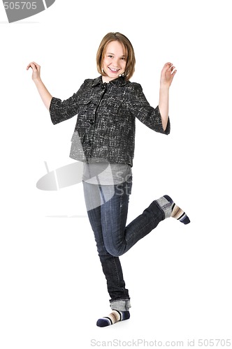 Image of Teenage girl on white background