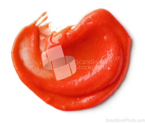 Image of tomato puree on white background