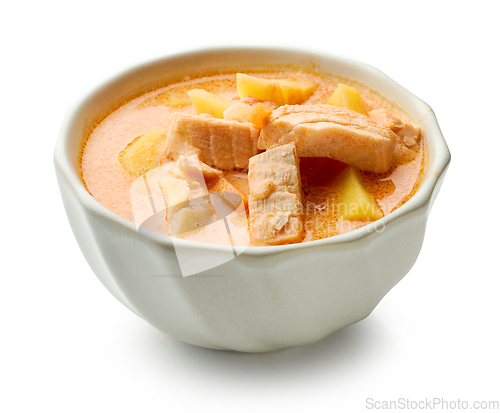 Image of bowl of salmon soup