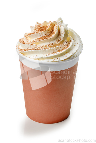 Image of latte coffee drink in take away cup