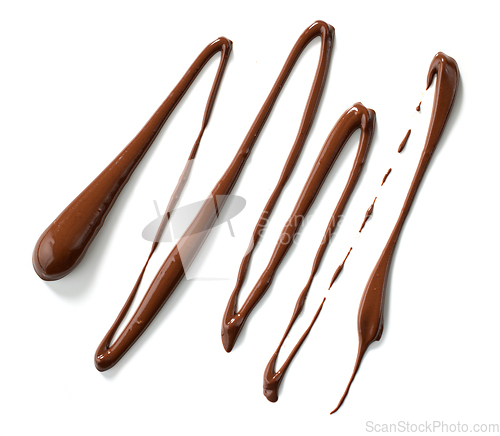 Image of melted chocolate on white background