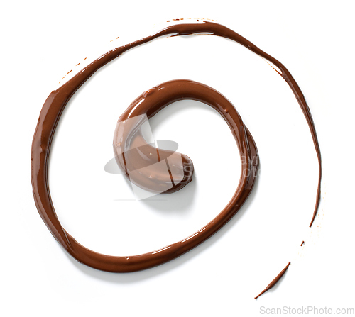 Image of melted chocolate on white background