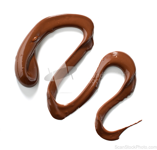 Image of melted chocolate on white background