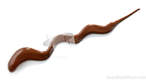 Image of melted chocolate on white background