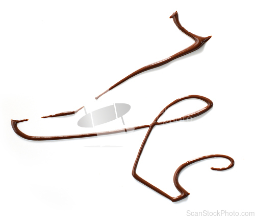 Image of melted chocolate on white background