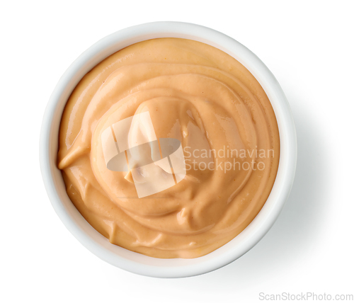 Image of orange color dip sauce