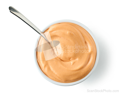 Image of bowl of ketchup and mayonnaise sauce