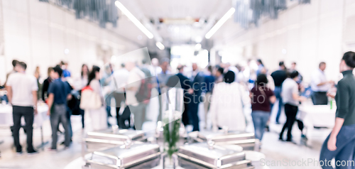 Image of Blured image of businesspeople at coffee break at conference meeting.