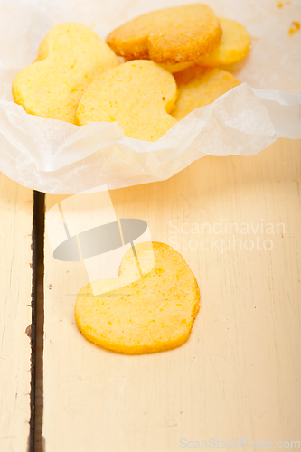 Image of heart shaped shortbread valentine cookies