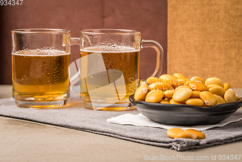 Image of Tasty lupins and glass of beer