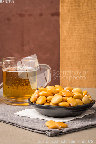 Image of Tasty lupins and glass of beer