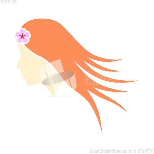 Image of Woman Head With Flower In Hair Icon