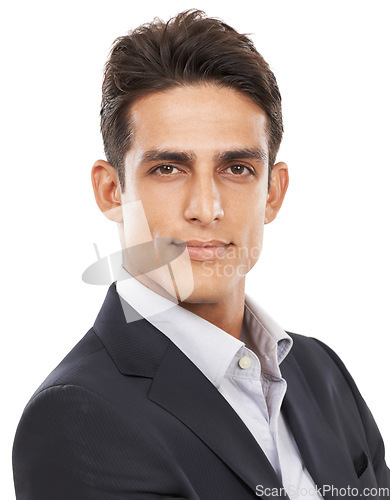 Image of Hes got that air of confidence about him. Head and shoulders portrait of a confident young businessman.