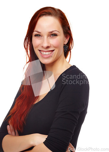 Image of Confidence is a beautiful feature in a woman. Studio shot of an attractive young woman isolated on white.