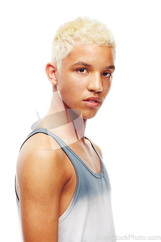 Image of Youthful confidence. Studio shot of a young man isolated on white.