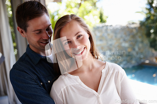 Image of My life is perfect with him in it. Shot of an attractive young couple enjoying a romantic moment together.