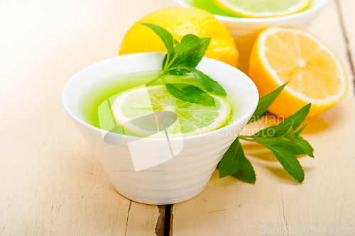 Image of mint infusion tea tisane with lemon