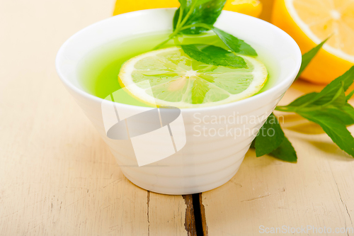 Image of mint infusion tea tisane with lemon