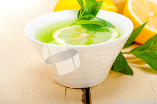 Image of mint infusion tea tisane with lemon