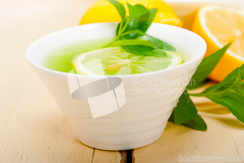 Image of mint infusion tea tisane with lemon