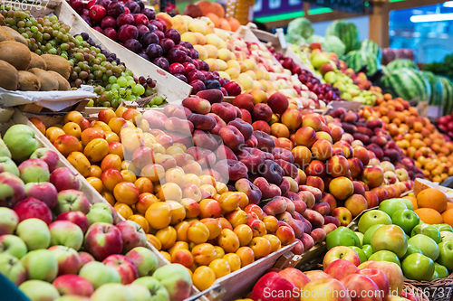 Image of Assortment of fruits at market