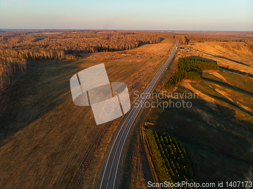 Image of Aerial view of a summer road