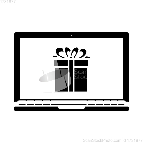 Image of Laptop With Gift Box On Screen Icon