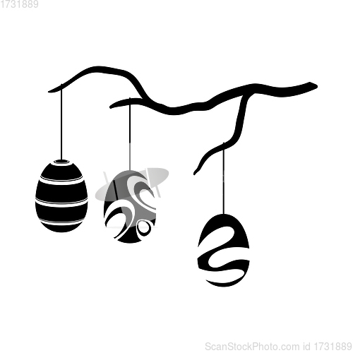 Image of Easter Eggs Hanged On Tree Branch Icon