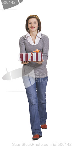 Image of Woman with a gift box