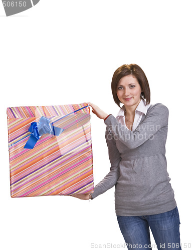 Image of Woman with a gift box