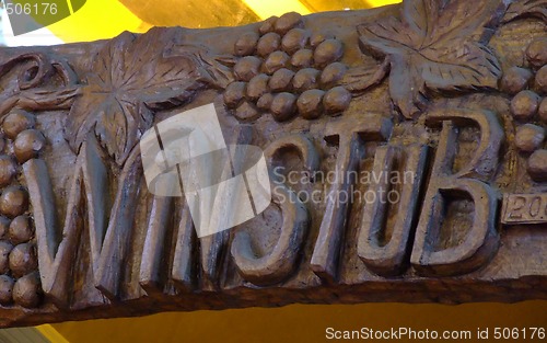 Image of Wood sign of a winstub, winebar in Alsace 