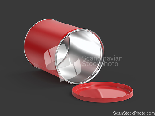 Image of Empty red metal can