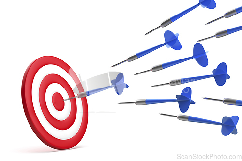 Image of Many darts flying to the dartboard