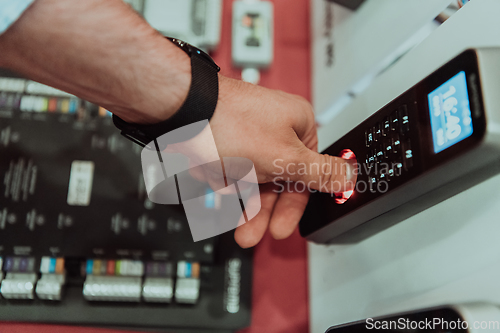 Image of Door access control by Fingerprint Scanner, Facial recognition and Key Card, Security Concept.