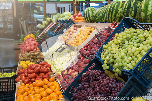 Image of Assortment of fruits at market
