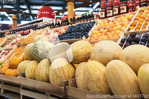 Image of Ripe melons in farmer market: