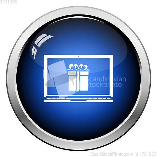 Image of Laptop With Gift Box On Screen Icon